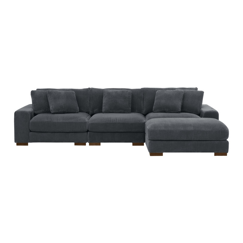 Beachcastle Modular Corduroy Sectional, Dark Gray Corduroy