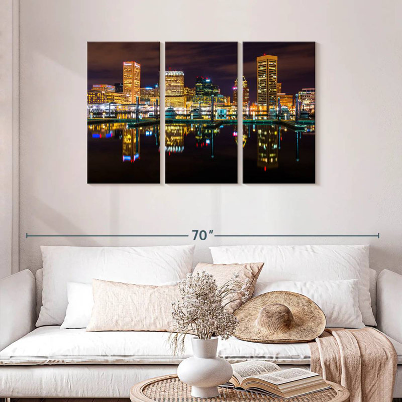 Sireci Baltimore Night Skyline, 28" H x 45" W