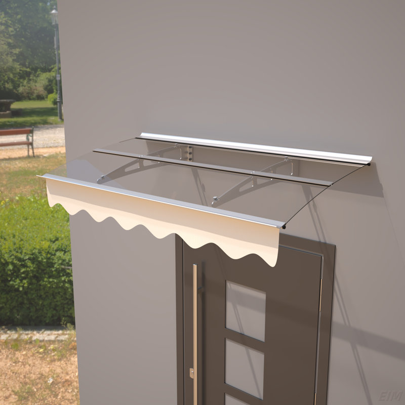 Door Window Awning Canopy Made Of 0.137Inch Thick Crystal Solid Polycarbonate Sheet And Aluminum Alloy With Valance For Masonry Concrete Wall House Only. (Canopy)
