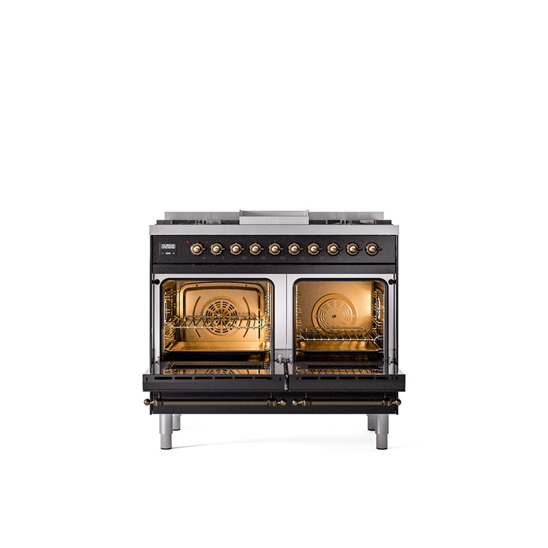 ILVE Nostalgie II 40 in Dual Fuel Range, Natural Gas, Burgundy/Bronze