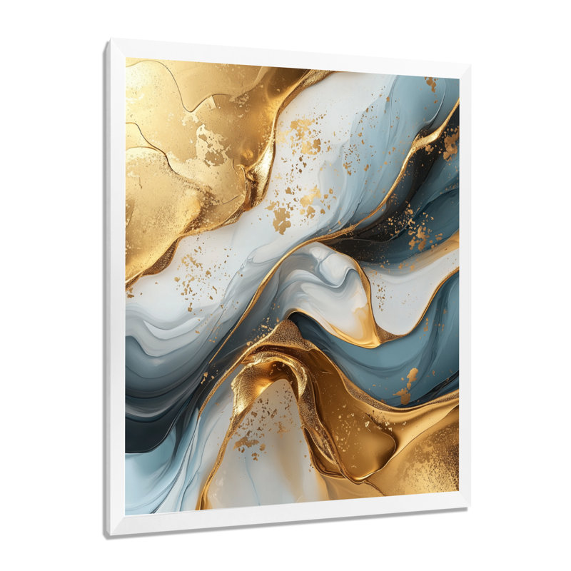 Spruill - Abstract Wall Art Living Room, H 32 po x l 16 po, Picture Framed, Blanc