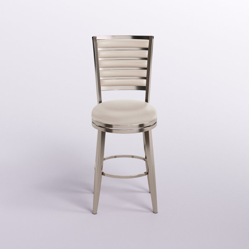 Chandace Swivel Upholstered Counter Stool with Metal Frame, Counter Stool (26" Seat Height), Ivory