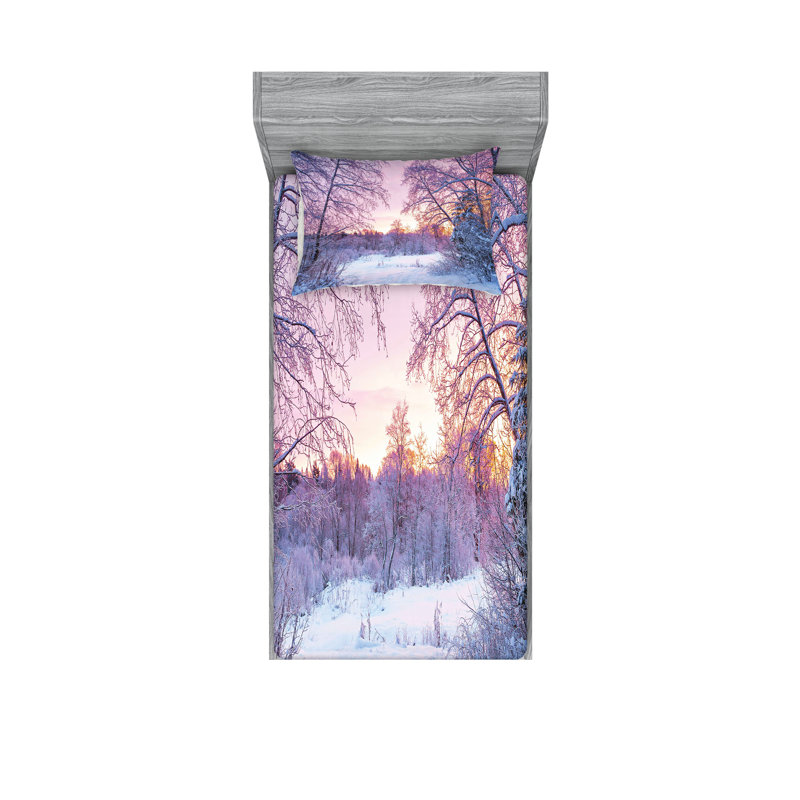 Ensemble de drap-housse et coussin décoratif Ambesonne, Ensemble de draps pour lit simple + 1 drap-housse 