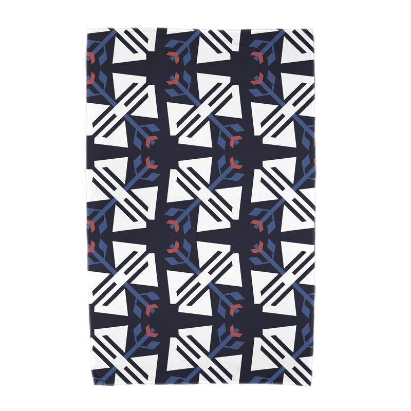 Serviette de plage en microfibre Alfreda Ditsy, Bleu marine