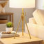 Lampe de table Simi, trépied réglable, abat-jour en lin blanc, métal doré-122359206