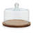Libbey Round Wood Server Cake Stand with Glass Dome