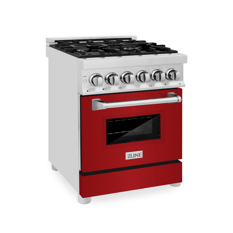 ZLINE 24" Legacy Dual Fuel Range w/ 4 Burner, Red Gloss