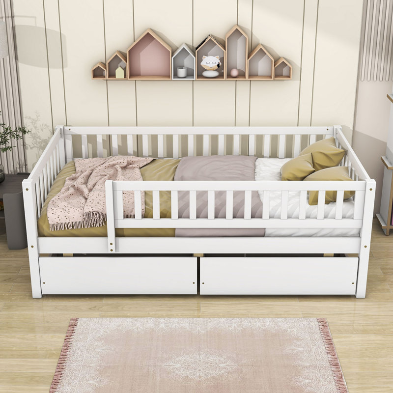 Lit de jour en bois Rowanne, Blanc, Lit simple