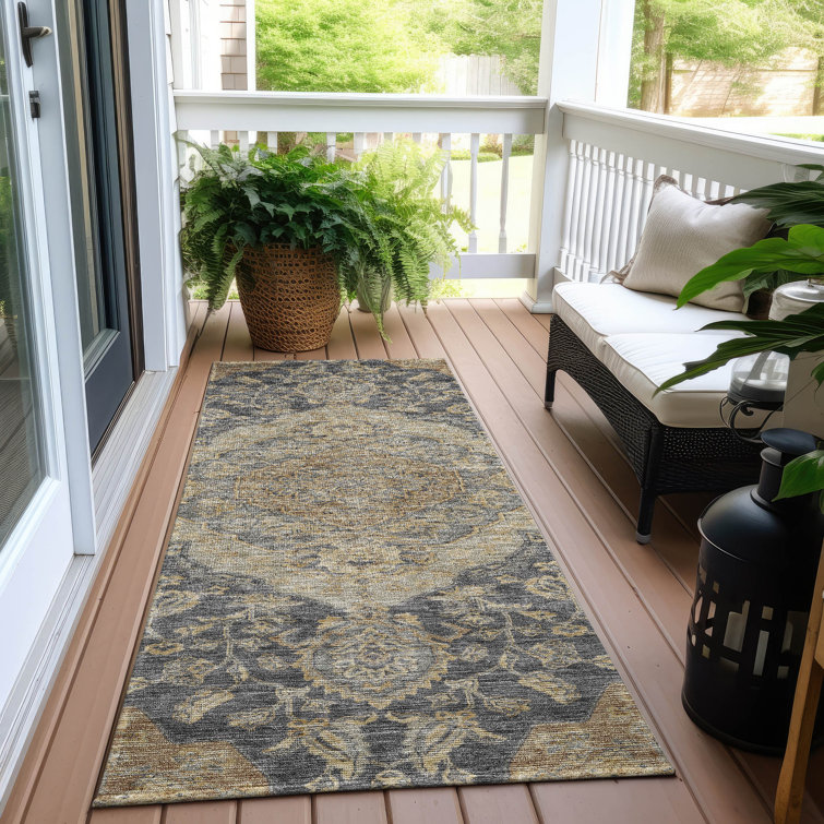 Machine Washable Indoor/Outdoor Cicel ACN1151 Charcoal Rug