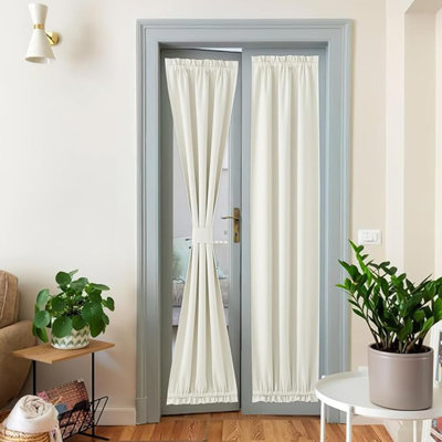 Rideaux occultant NICETown Farmhouse, rideaux en lin français Elegance pour plus d'intimité, panneaux faciles à installer, habillage de fenêtre pour porte, naturel, l 25 po x L 80 po, 1 panneau