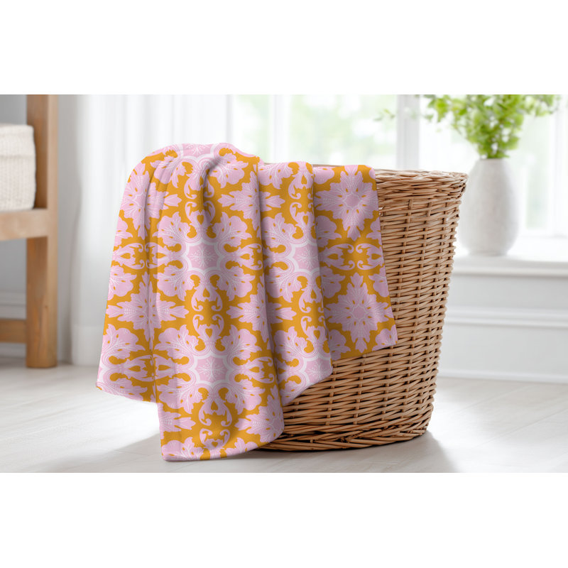 Couverture en velours de velours de damas, L 80 po x l 60 po, Orange