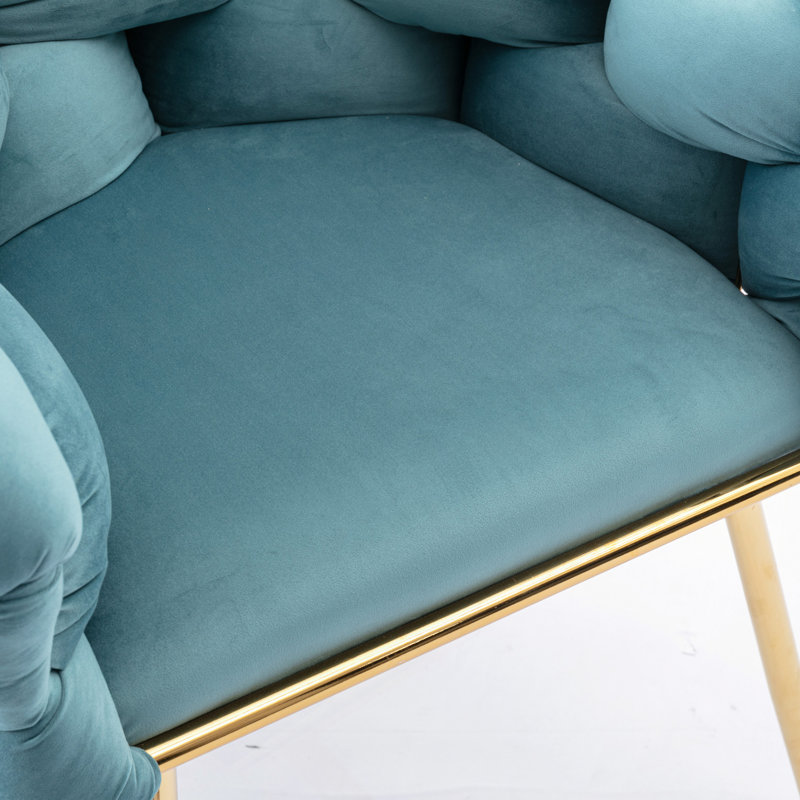Modern Simple Leisure Velvet Single Sofa Chair Bedroom Lazy Person Household Dresser Stool Manicure Table Back Chair Blue