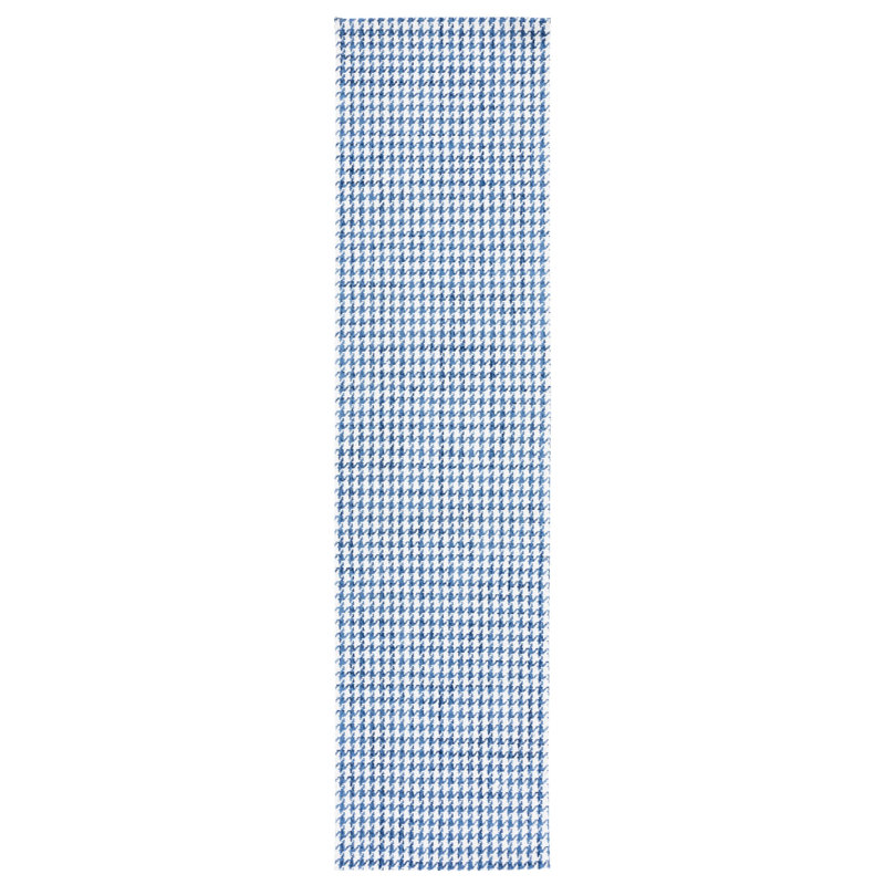 Fultonville Hand Woven Wool And Cotton Houndstooth Rug, Runner 2'3" x 9'