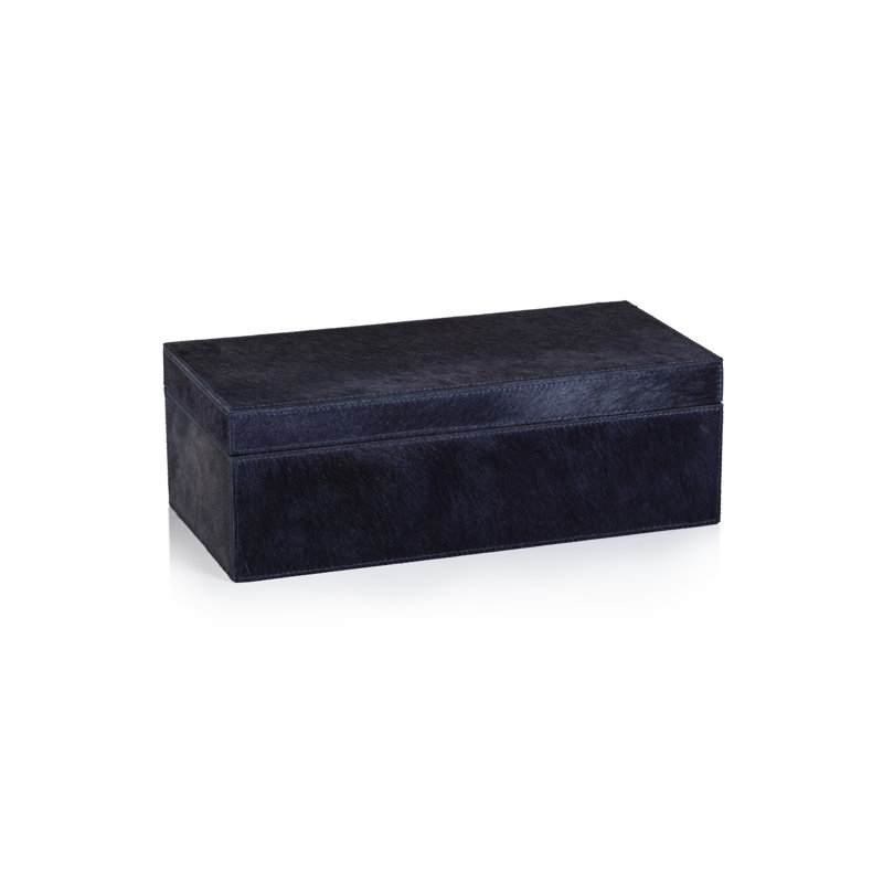 Boîte décorative en cuir Rutbeek, H 4 po x l 12 po x P 6 po, Marine