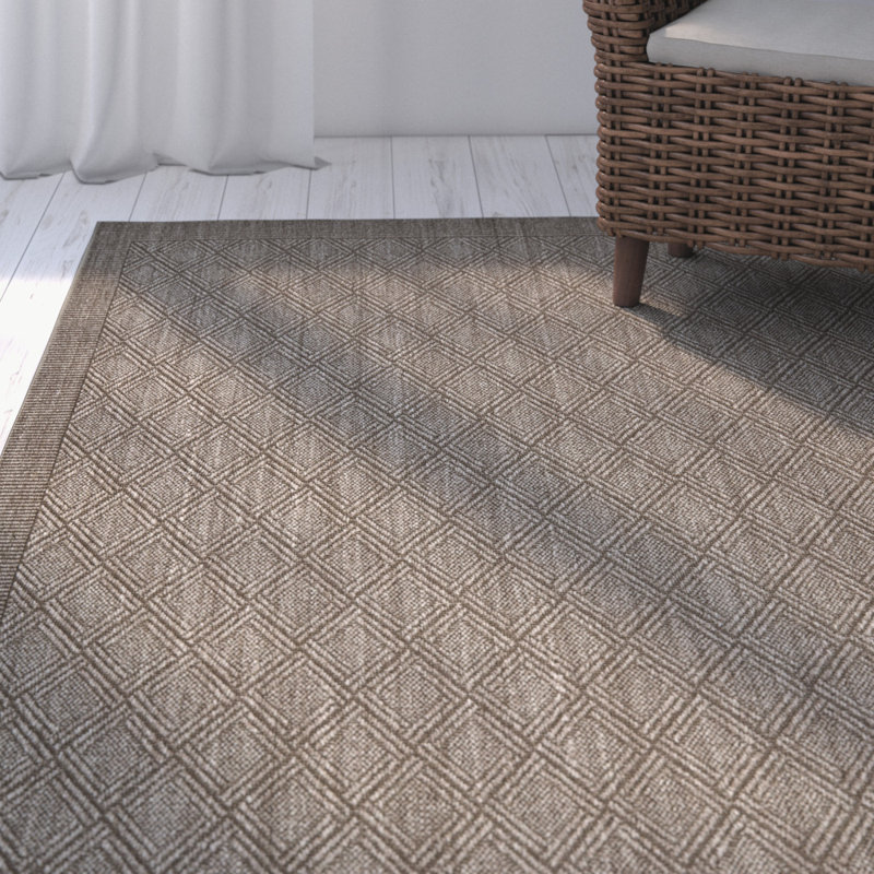 Bertilla Beach Jacquard Weave Sisal & Jute Geometric Rug, Rectangle 9' x 12'