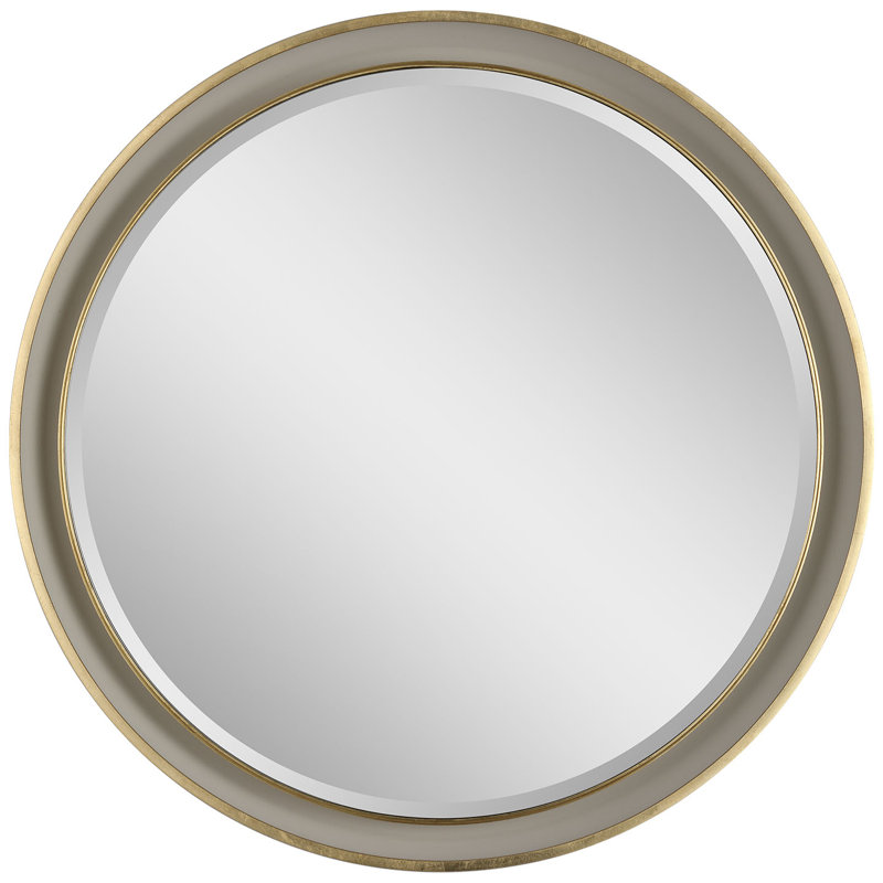 Tricia Illuminated Round Mirror, 24" x 24", Matte White/Gild