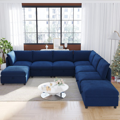 Modular Sectional Sofa, Convertible Sofa Seat With Storage, Sleeper Sectional Sofa Set, Fabric Flexible Modular Combinations for Living Room(8seats)