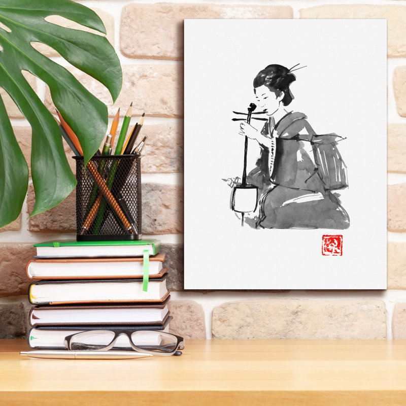 «Play Geisha» par Pechane, art mural sur toile, H 16 po x l 12 po