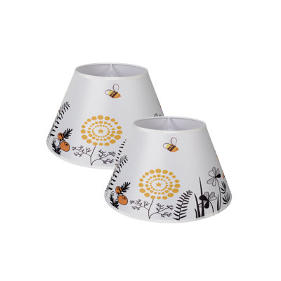 Round Empire Lamp Shades with Bumble Bee Design - Nature Collection Special, 7"x13"x7.8" (2-Pack)