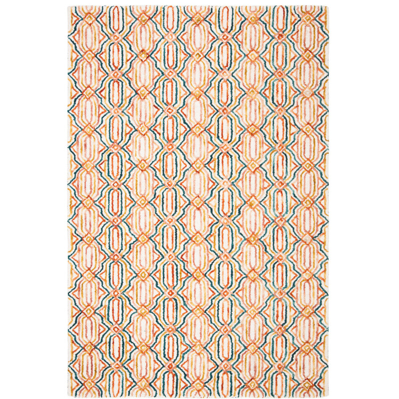 Tapis ivoire / bleu marine Rubalcava, Rectangle de 5 pi x 8 pi