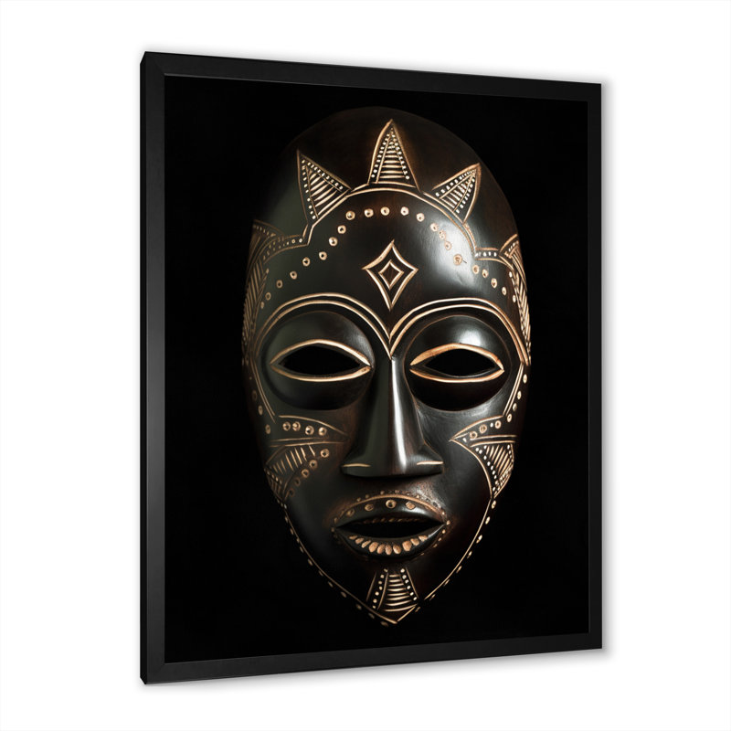 «Ethnical Traditional African Mask XXII», reproduction sur toile, H 20 po x l 12 po x P 1 po, Cadre photo noir