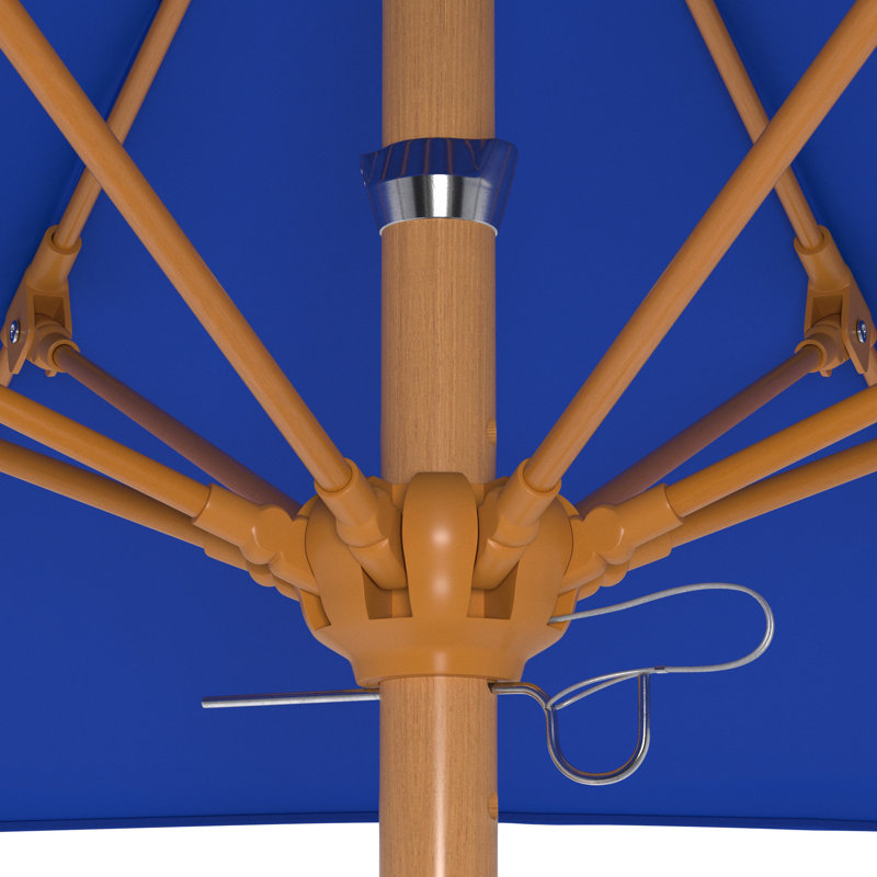Parasol en bois de teck 7,5 pi, Bleu