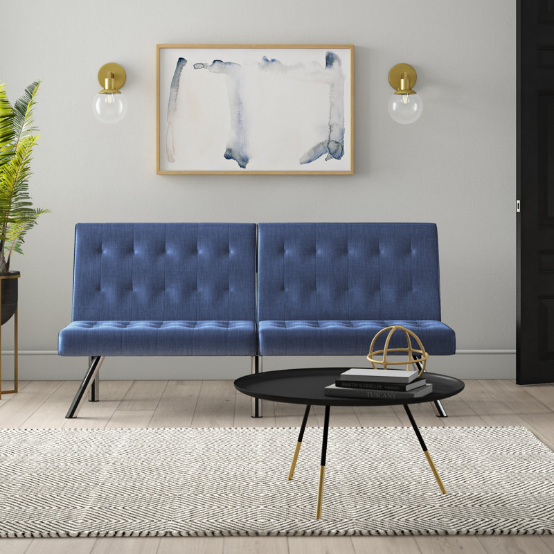 Borland Polyester Teen Sofa, Navy Blue Polyester