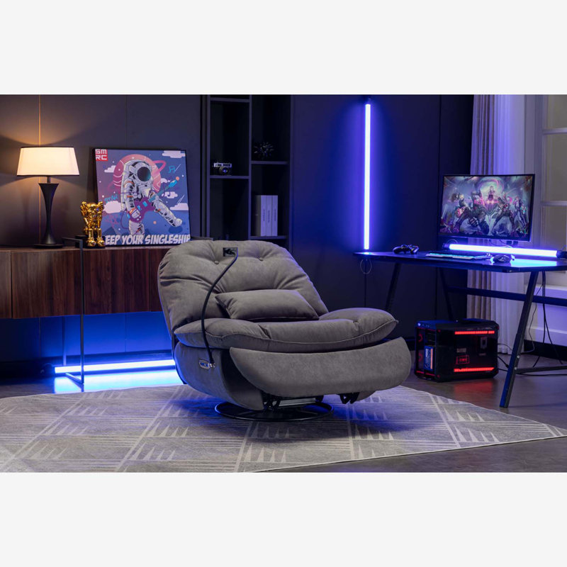 Fauteuil inclinable en cuir Albia, Similicuir noir