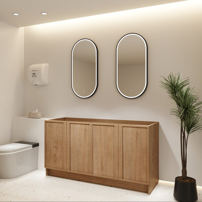 60" Freestanding Bathroom Vanity Base with Four Soft Close Cabinet Doors