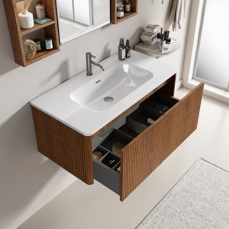 Meuble-lavabo flottant en noyer flottant 36 po Etna