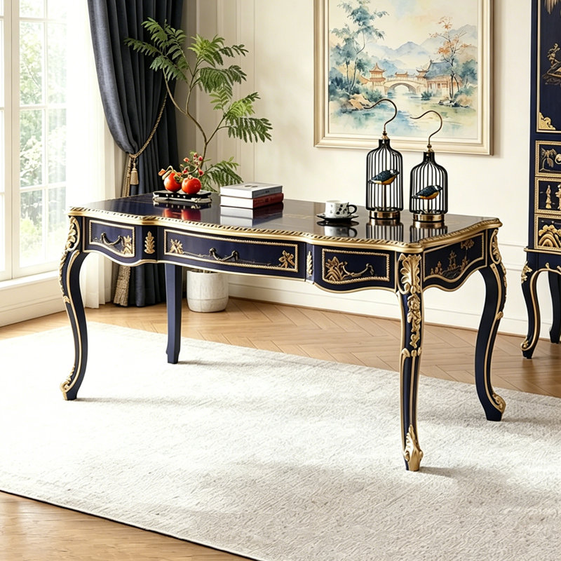 Solid Wood Hand-Painted Desk with 3 Drawers
