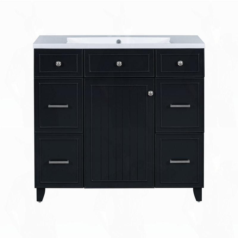 Lavabo simple, armoire à shaker avec porte à fermeture douce et 3 tiroirs