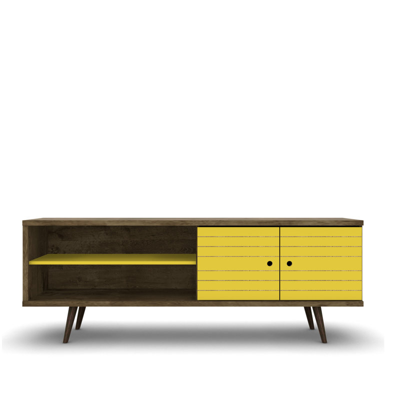 Darryl TV Stand for TVs up to 60", Rustic Brown/Yellow