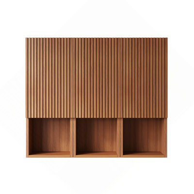 41-Inch Length Bathroom Wall Mounted Cabinet, Composed Of 3 Cabinets With Doors And Open Compartments For Bathroom