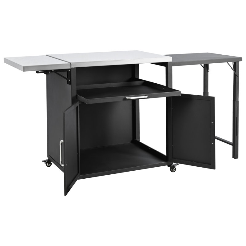Armoire d'extérieur polyvalente avec surfaces de travail pliables et extensibles