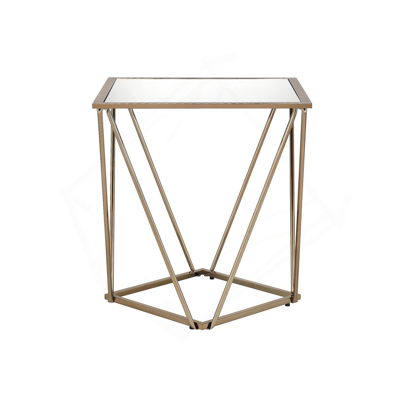 Square End Table With Metal Base