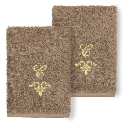 Linum Home Textiles 100% Turkish Cotton MONICA 2PC Embellished Washcloth Set