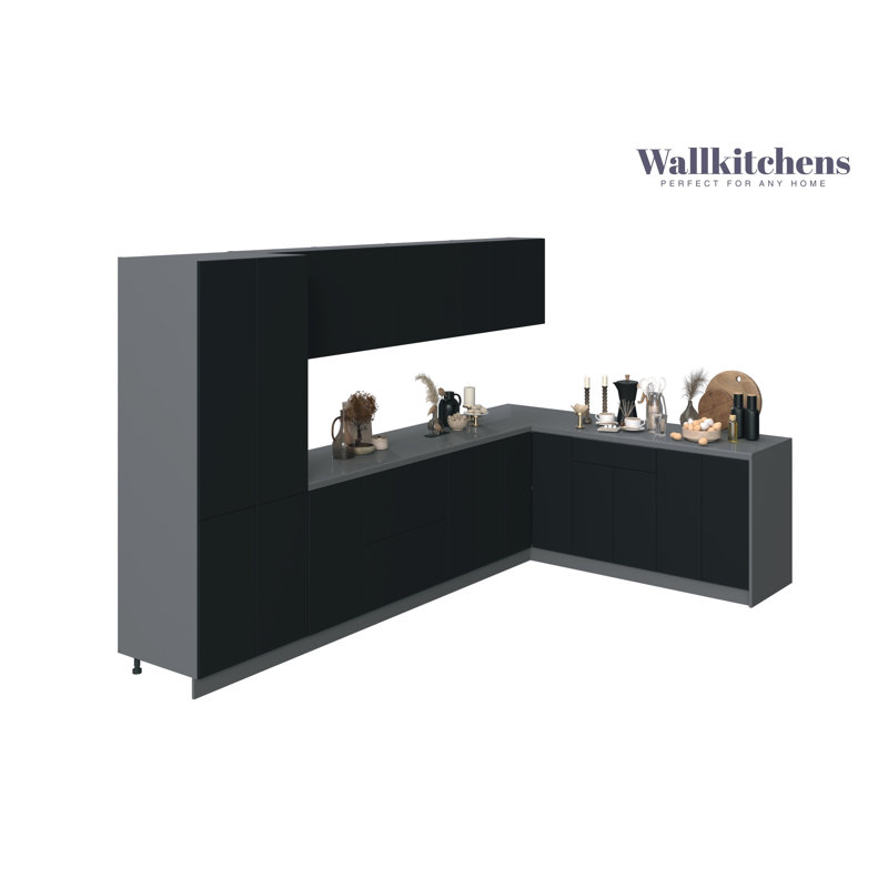 Ensemble d'armoires de cuisine en panneau de fibres à densité moyenne (MDF) H 83 po x l 138 po x P 85 po FK-PresTIge, Gris