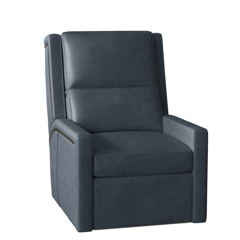 Norman Recliner, Aline Light Grey Genuine Leather, #9 Antique, Push Back