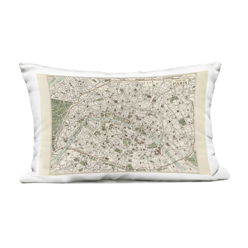 Coussin rétro imprimé à la carte de Paris par Phillipa Katz