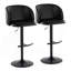 Tabouret de bar réglable en métal et similicuir noir avec repose-pieds arrondi en T - ensemble de 2-750205779
