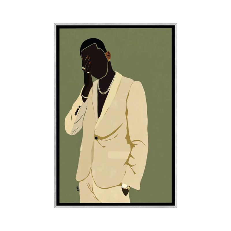 "Pierre" par Bria Nicole, impression d’art graphique, Toile avec cadre argenté, Pas de tapis, H 48 po x l 32 po x P 1,5 po