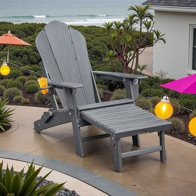 Chaise longue pliante en PEHD avec repose-pieds ergonomique Adirondack