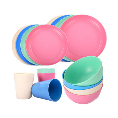 Wheat Straw Plates And Bowls Sets, Kitchen Wheat Straw Dinnerware Sets