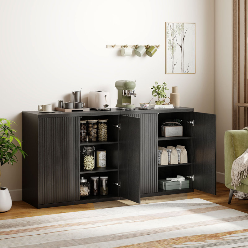 Ensemble d'armoires latérales, gris et noir, Distressed Black Gray