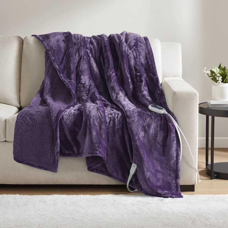 Beautyrest Heated Microlight to Berber Throw, Purple