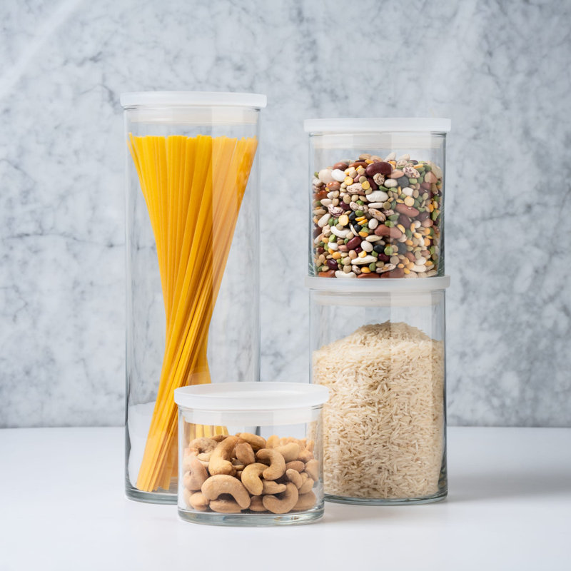 Ensemble de 4 bocaux en verre empilables avec couvercles Libbey