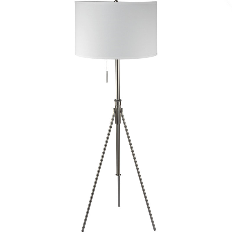 58" - 72"H Adjustable Tripod Floor w/ KD Shade, Brushed Nickel