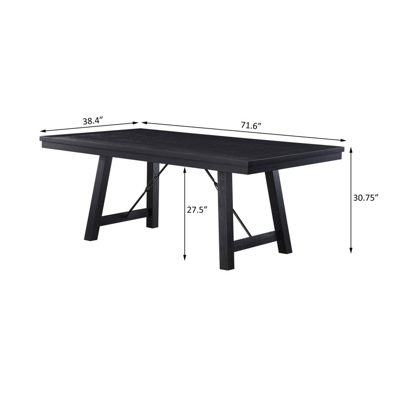 Rectangular 72-inch Wood Trestle Dining Table Black