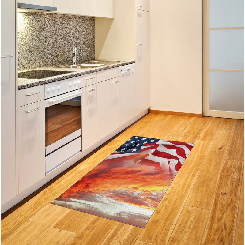 American Flag High Density Long Fiber Poly Threads Decorative Area Rug Carpet, Rectangle 2'7" x 5'